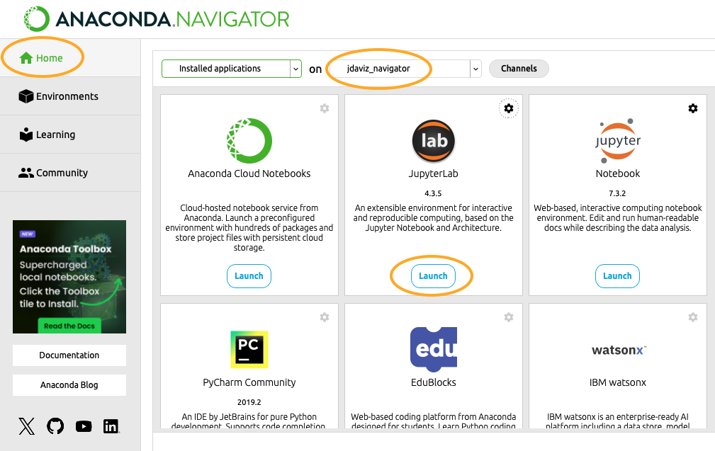 Launch Jupyter Lab within Anaconda Navigator