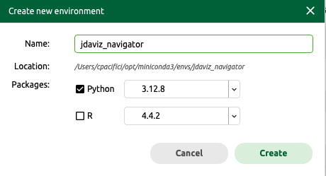 Name environment with Anaconda Navigator